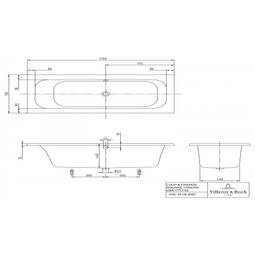 Ванна Villeroy & Boch Loop & Friends 170x70 см акриловая UBA177LFS2V-01