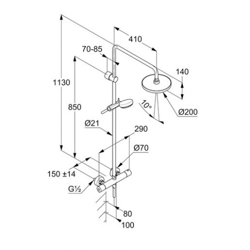 Душевая система Kludi Logo Dual Shower System 6809405-00 с термостатом, ручная лейка 1S, хром