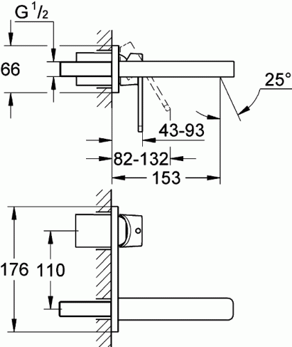 Смеситель Grohe Quadra 19479000 для раковины встраиваемый, внешняя часть