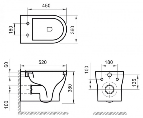 Унитаз подвесной BelBagno Kraft BB064CHR, безободковый
