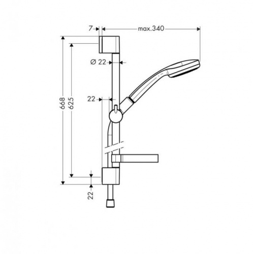 27717000 Croma 100 Душевой набор Croma 100 1jet/Unica'C 0, 65 м, ½’
