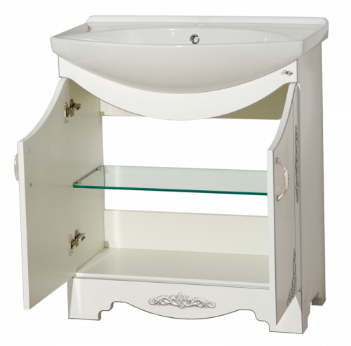 Рига 85 Тумба прямая белая с серебром П-Риг01085-51Пр