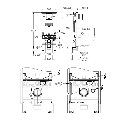 Инсталляция (3 в 1) Grohe Rapid SLX 39603000 для подвесного унитаза