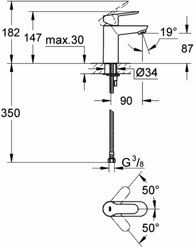 Тюльпан  BauEdge (гибк. подв.) GROHE 23330 000