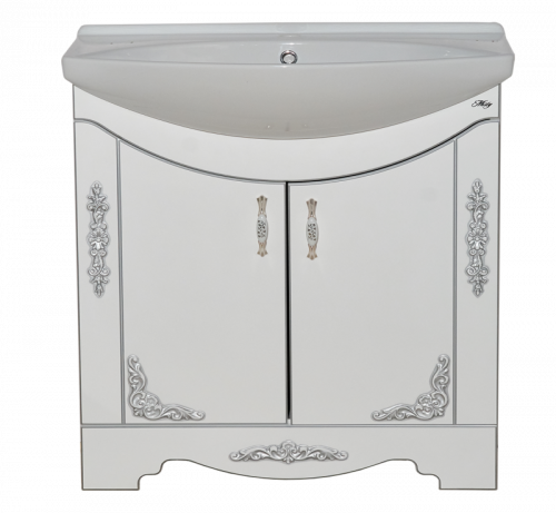 Рига 85 Тумба прямая белая с серебром П-Риг01085-51Пр
